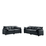 Two-Piece Corduroy Living Room Set (Sofa and Love Seat) - Gray - Furniture Home Direct