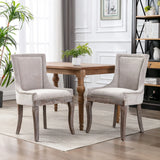 Ultra Side Dining Chair,Thickened Fabric Chairs With Neutrally Toned Solid Wood Legs, Bronze Nail Head (Set of 2) - Furniture Home Direct