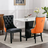 Nikki - Modern, High-End Tufted Solid Wood Contemporary PU And Velvet Upholstered Dining Chair With Wood Legs Nailhead Trim (Set of 2) - Furniture Home Direct