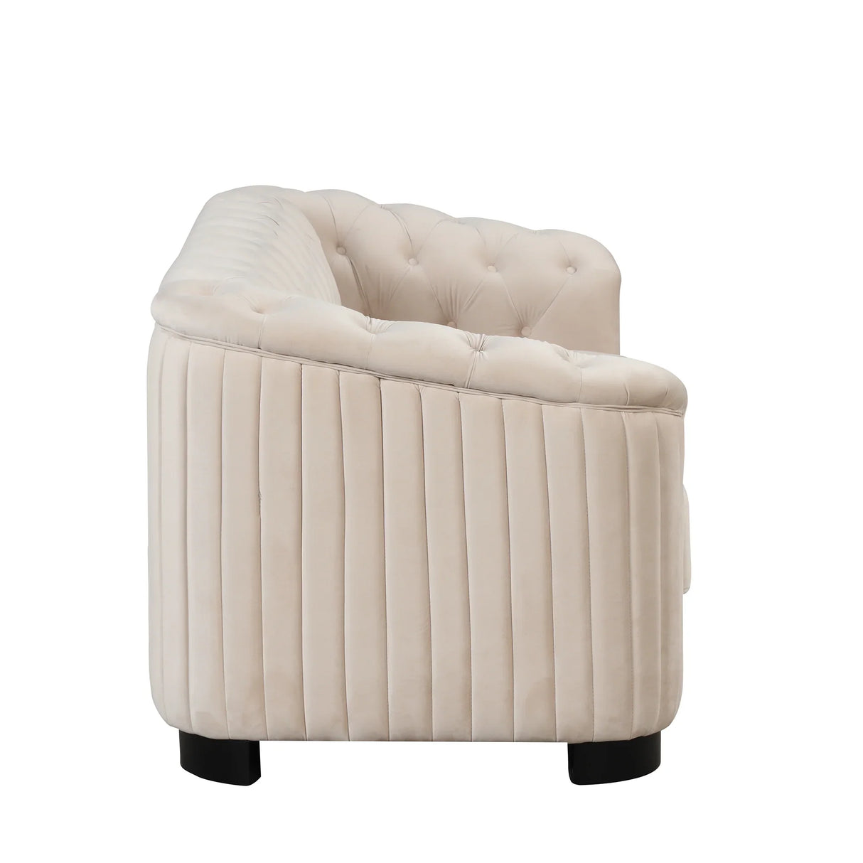 Modern 3-Piece Velvet Upholstered Living Room Set Including Sofa, Love Seat and Chair, Beige - Furniture Home Direct