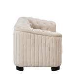 Modern 3-Piece Velvet Upholstered Living Room Set Including Sofa, Love Seat and Chair, Beige - Furniture Home Direct