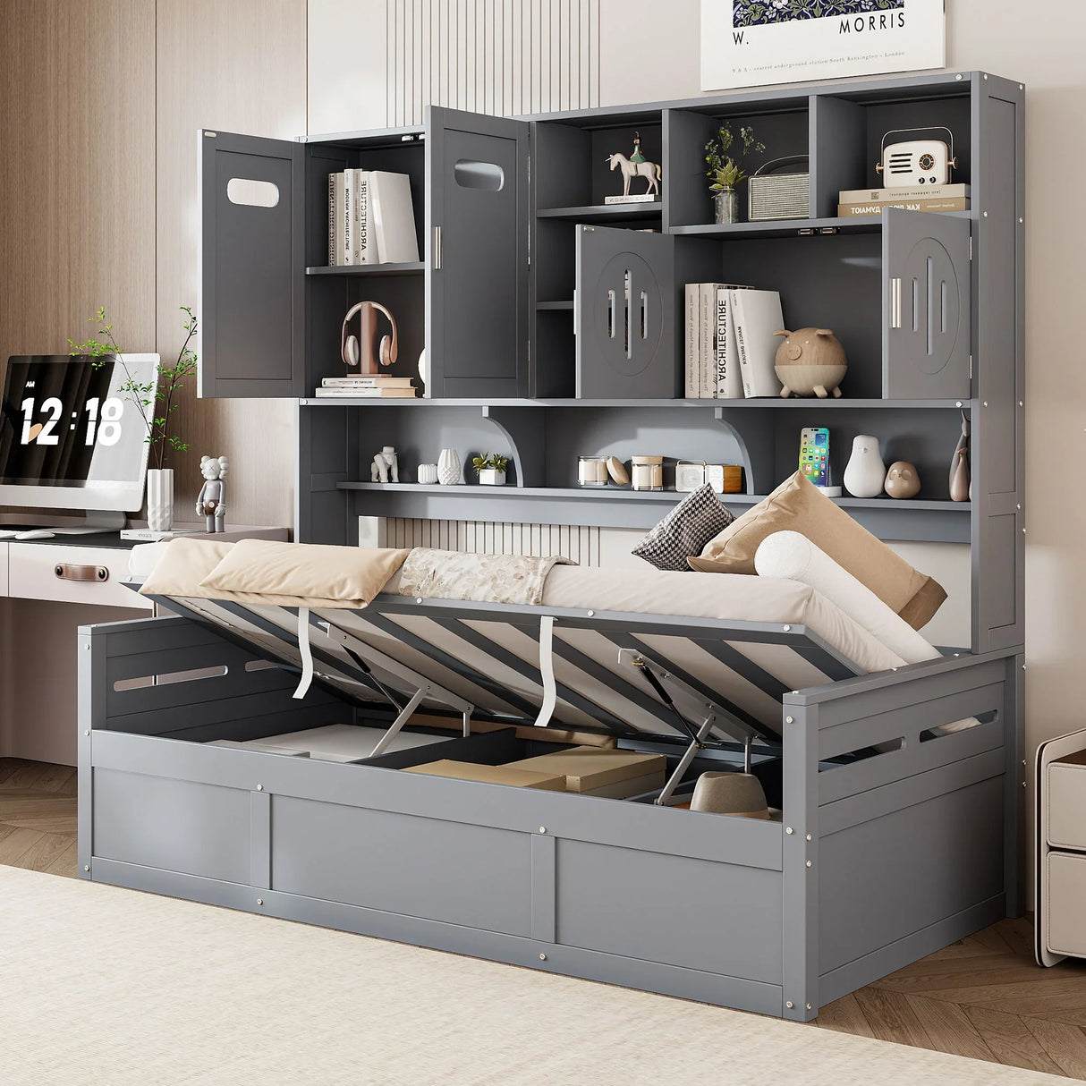 Daybed With All-In-One Cabinet And Shelf - Furniture Home Direct
