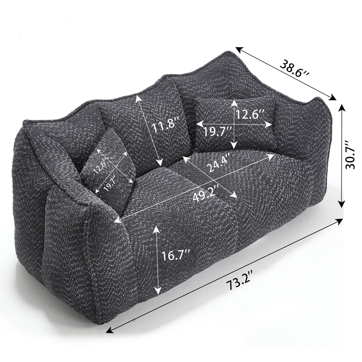 Comfortable Dual Beanbag Chair With High Resilience Foam Core For 2 People - Furniture Home Direct