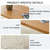Dining Table With Wooden Top And Clear Acrylic Legs Natural - Furniture Home Direct