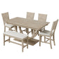 Topmax - 6 Piece Wood Half Round Dining Table Set Kitchen Table Set With Long Bench And 4 Dining Chairs, Modern Style - Furniture Home Direct