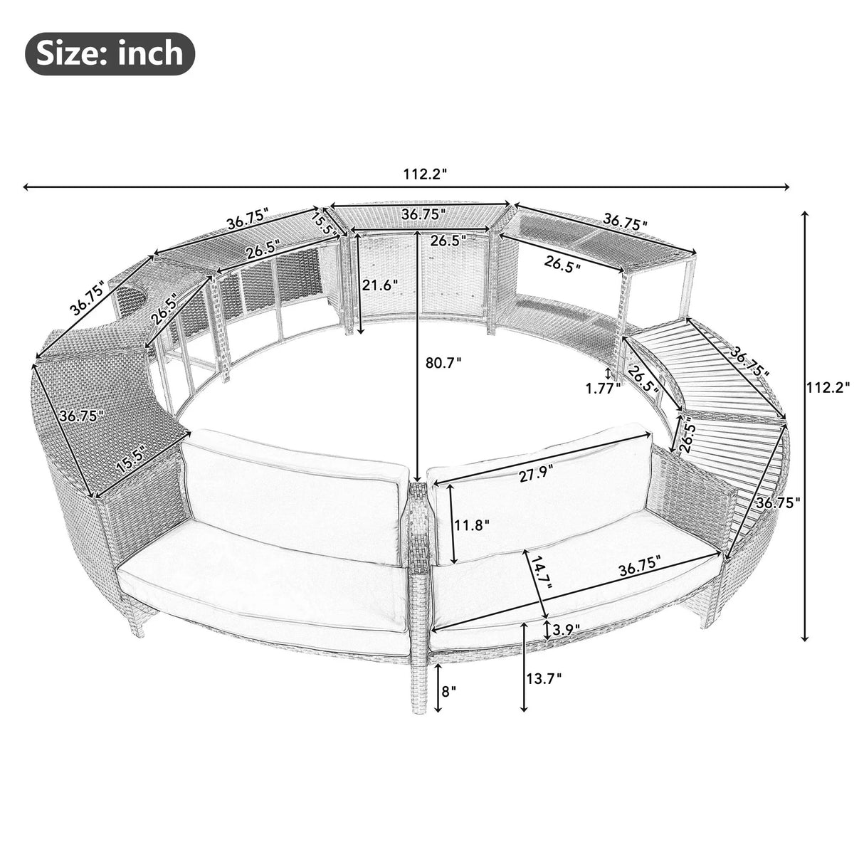 Spa Surround Spa Frame Patio Rattan Sofa Set With Storage Spaces, Mini Sofa And Comfortable Cushion For Patio, Backyard - Furniture Home Direct