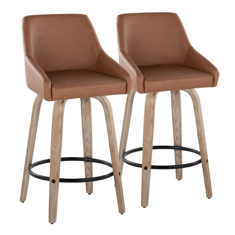 Hannah - Transitional Fixed Height Counter Stool With Swivel With Round Footrest (Set of 2) - Furniture Home Direct