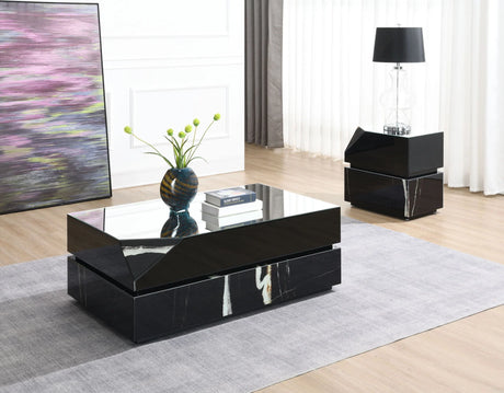 Drisana - Mirrored End Table - Black - Furniture Home Direct
