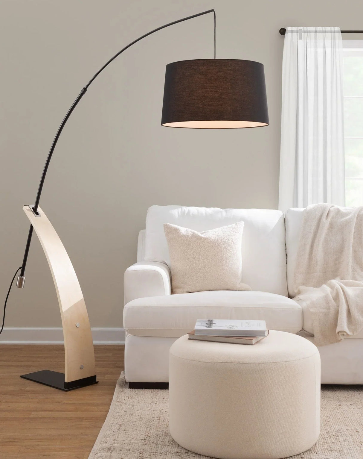 Large Round Pouf - Knitted Beige - Furniture Home Direct