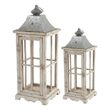 Wooden Candle Lantern Decorative, Hurricane Lantern Holder Decor For Indoor Outdoor, Home Garden - Ivory - Furniture Home Direct