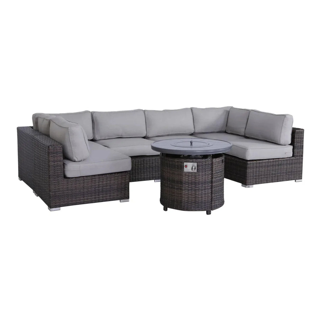Wicker Outdoor Lounge Set With Cushions And Fire Pit - Furniture Home Direct