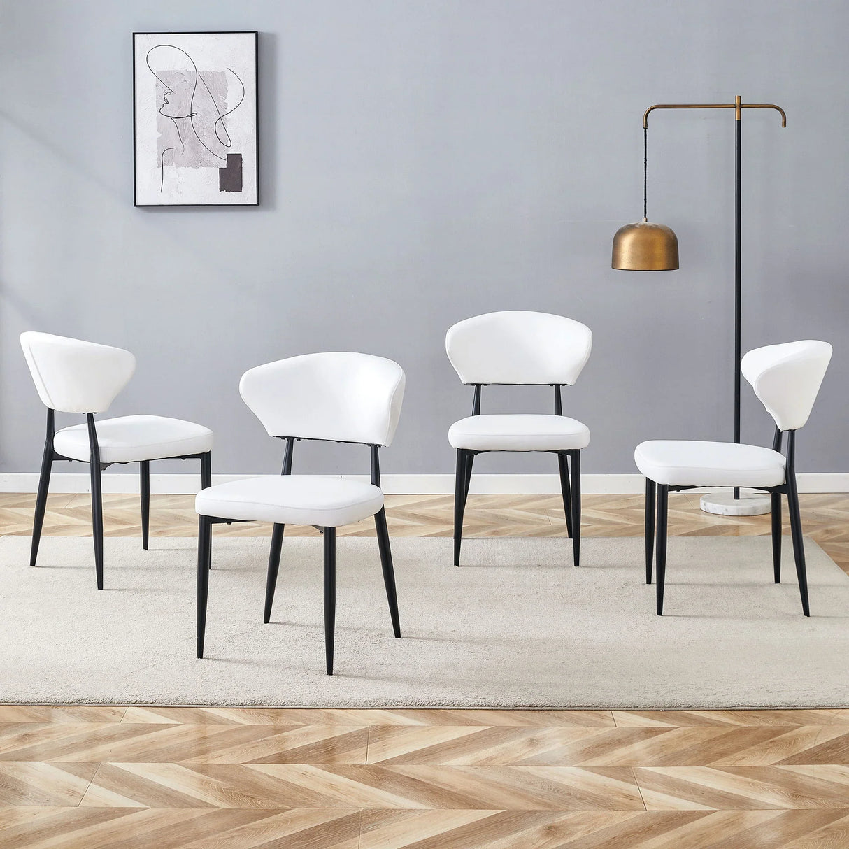 Minimalist Ergonomic Dining Chair With Curved Backres (Set of 4) - Furniture Home Direct