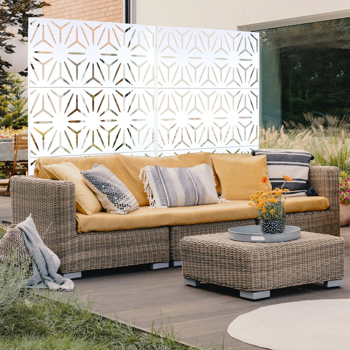 Outdoor & Indoor Metal Privacy Screen, Freestanding Decorative Panels - Furniture Home Direct