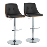 Gianna - Mid Century Modern Adjustable Barstool With Swivel With Rounded T Footrest (Set of 2) - Furniture Home Direct