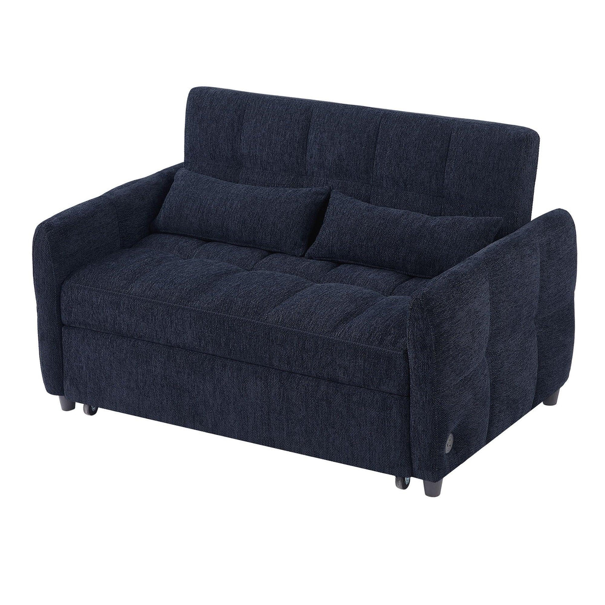 Loveseat Sofa Pull-Out Bed With Adjustable Backrest, 3 USB Ports And 2 Lumbar Pillows For Living Room - Furniture Home Direct