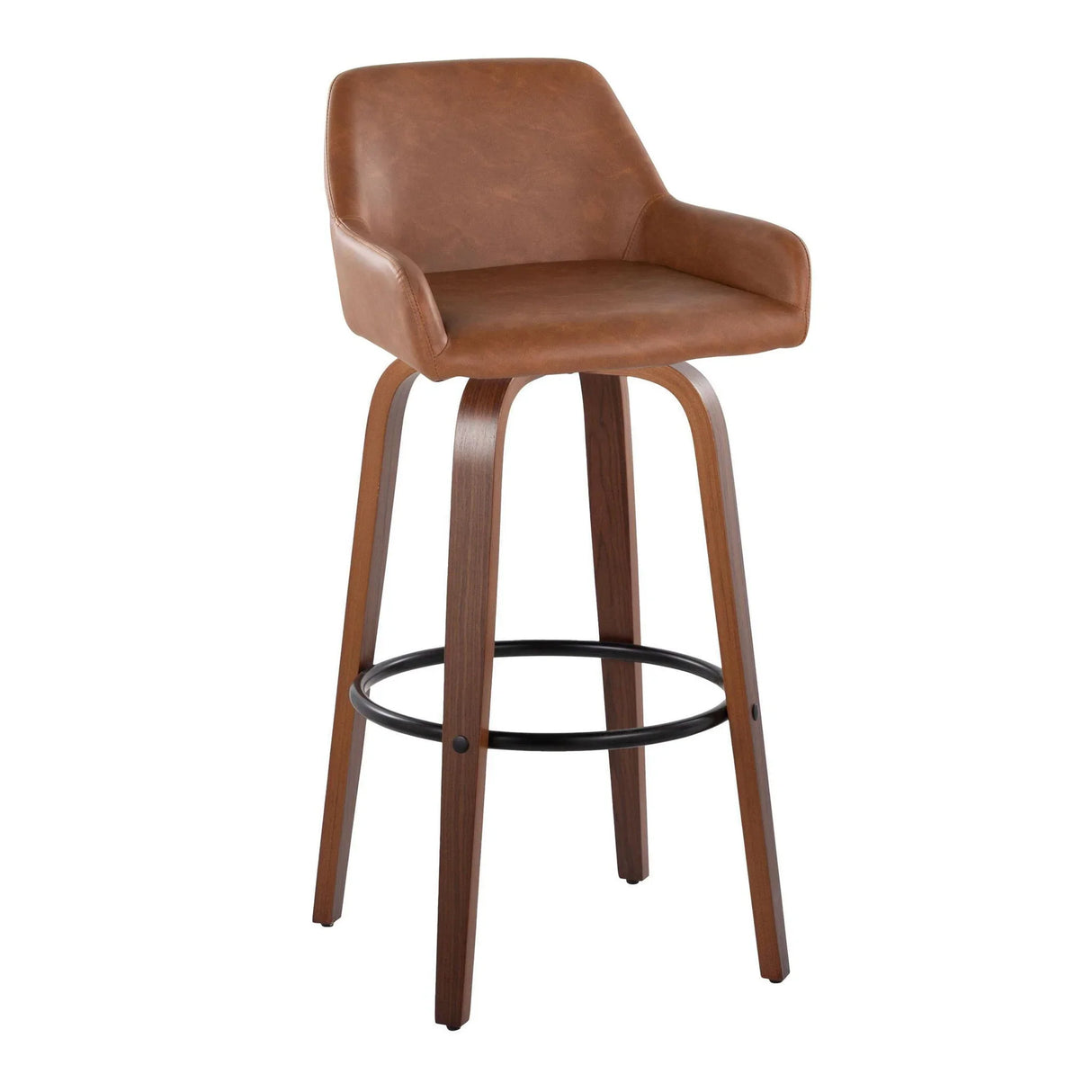 Daniella - Contemporary Fixed Height, Barstool & Swivel And Round Footrest (Set of 2) - Furniture Home Direct