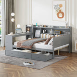 Daybed With 3 Drawers USB Ports And Desk - Furniture Home Direct
