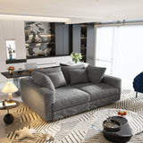Plush Corduroy 4 Seat Sofa, Modern Comfy Upholstered Sofa Cloud Couch, Deep Seat Couches With Soft Pillows - Furniture Home Direct