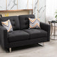 Victoria - Linen Fabric Loveseat With Metal Legs, Side Pockets, And Pillows - Furniture Home Direct