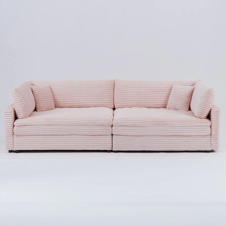 Elegant Corduroy Sofa With Throw Pillows And Backrests - Furniture Home Direct