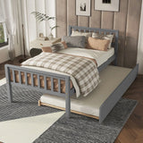 Twin Bed With Trundle, Platform Bed Frame With Headboard And Footboard, For Bedroom Small Living Space, No Box Spring Needed - Furniture Home Direct