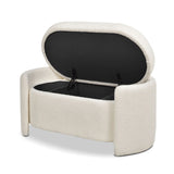 Fuji - Oval Storage Bench, Upholstered - Ivory White - Furniture Home Direct