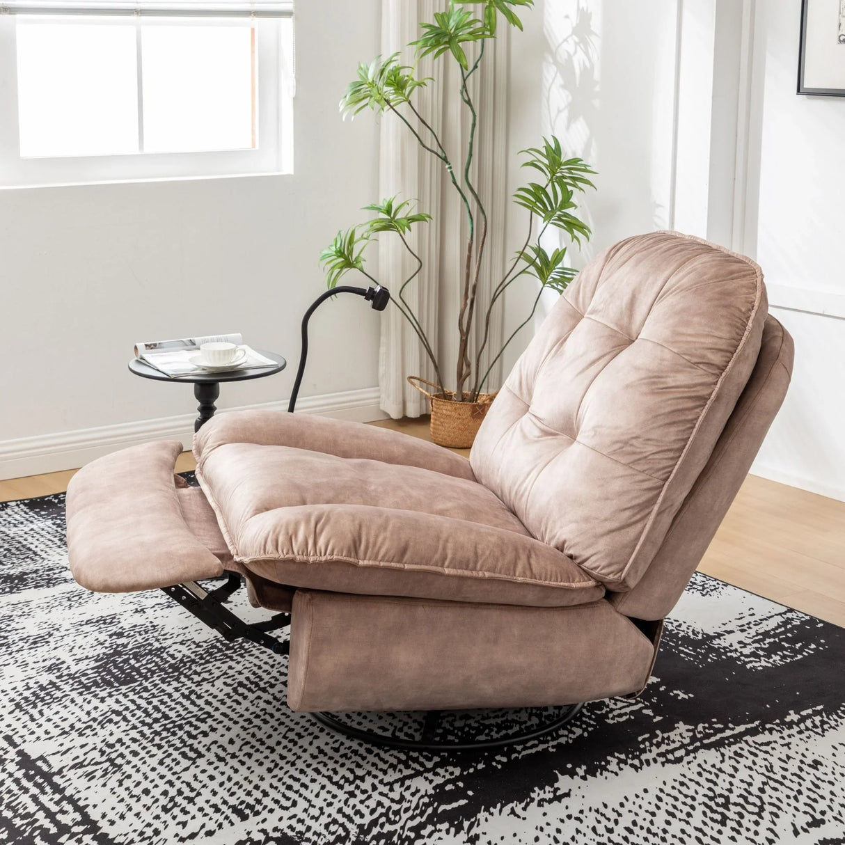 Modern Swivel Gliding Recliner Chair With Rocking Function And Phone Holder, Large Comfortable - Furniture Home Direct