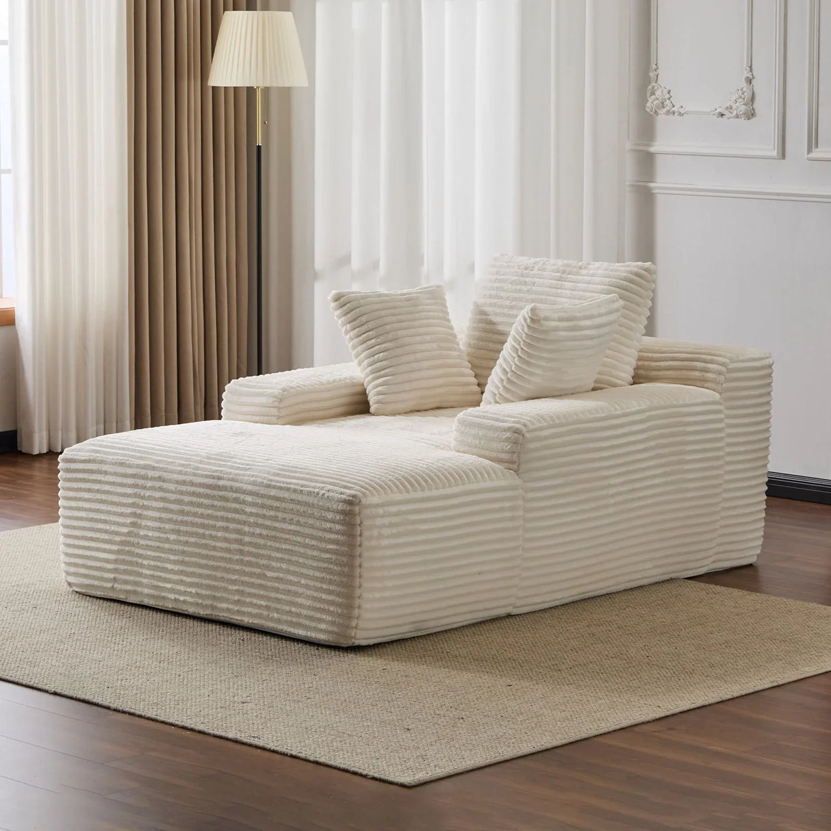 Oversized Chaise Lounge Chair Cozy Cloud Couch With 3 Throw Pillows And Wide Armrest - Furniture Home Direct