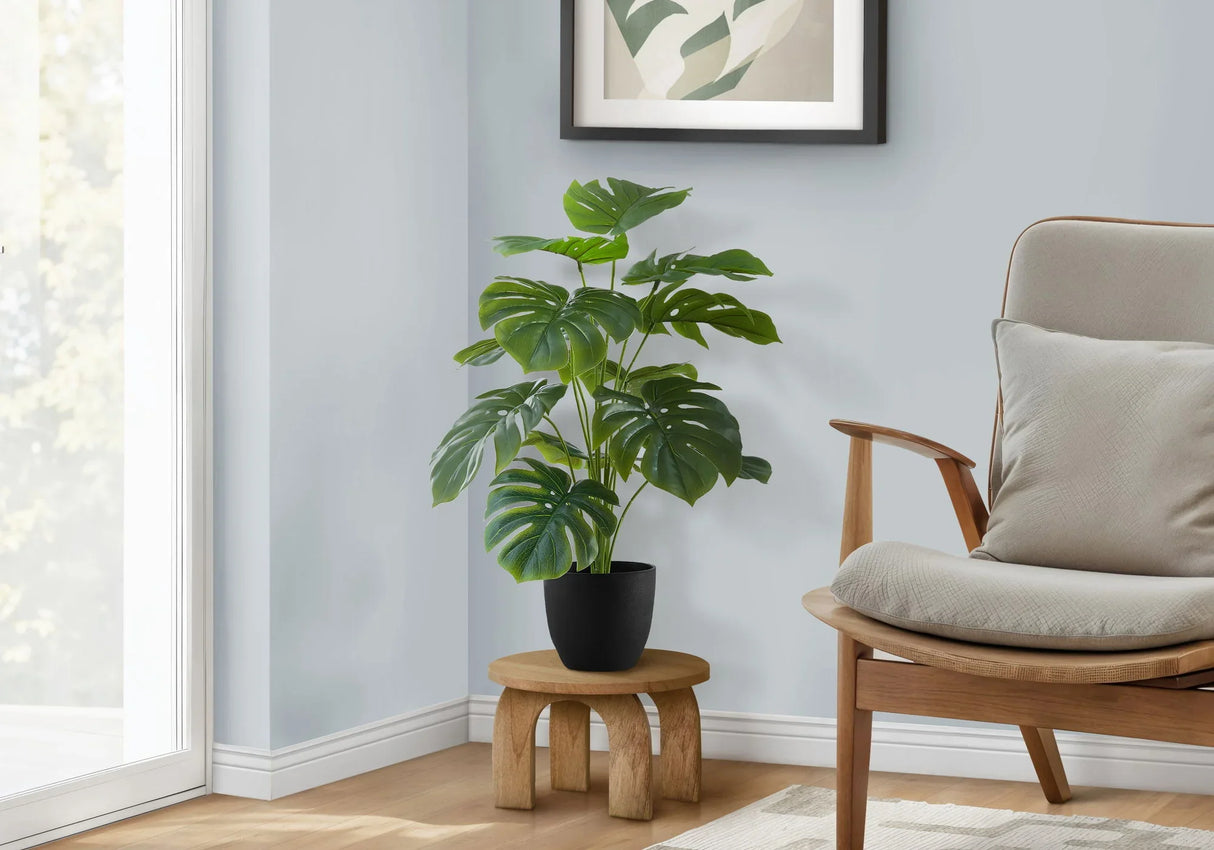 24" Tall, Artificial Plant, Monstera, Indoor, Faux, Fake, Table, Greenery, Potted, Real Touch, Decorative - Green / Black - Furniture Home Direct