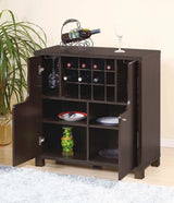 Wine Cabinet With Two Doors Removeable Wine Bottle Rack Metal Wine Glass Racks Four Shelves - Red Cocoa - Furniture Home Direct