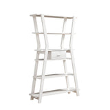 Modern Home Display Cabinet 4 Tier Open Shelving With Center Drawer - White Oak - Furniture Home Direct