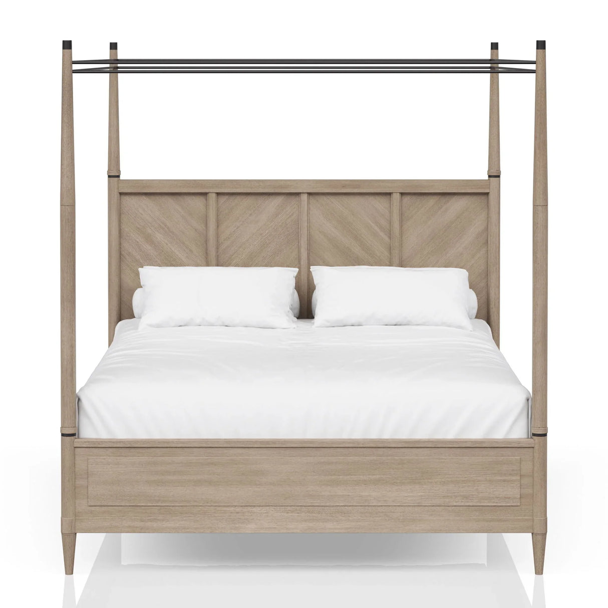 Queen Canopy Bedroom Set With A 2 Drawer Nightstand A Modern Dresser With Poster Mirror And A Door Chest - Sand - Furniture Home Direct