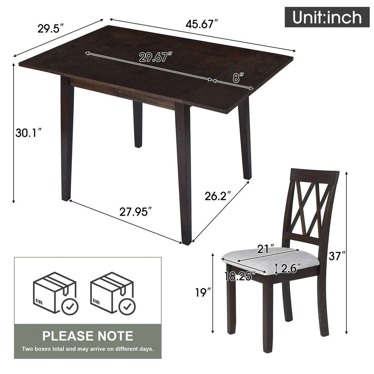 3 Piece Kitchen Dining Set With Drop Leaf Dining Table And 2 Dining Upholstered Chairs, Dining Room Set For Small Places - Furniture Home Direct