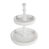 Two Tiered Round Wooden Tray - White - Furniture Home Direct