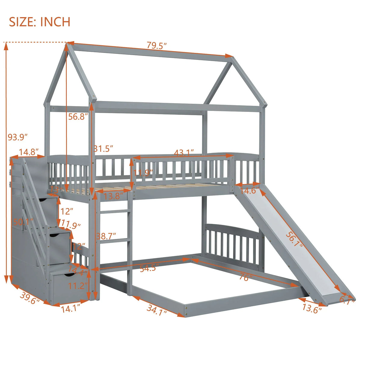 House Bunk Bed With Slide - Furniture Home Direct