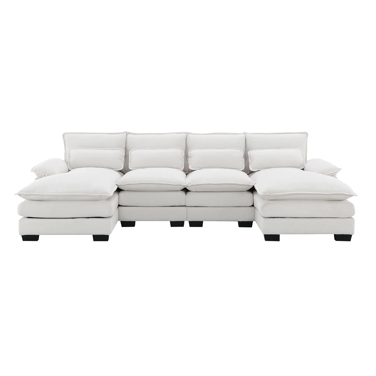 Sectional Sofa Modern U Shaped Chenille Seats 6 White - Furniture Home Direct