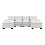 Sectional Sofa Modern U Shaped Chenille Seats 6 White - Furniture Home Direct