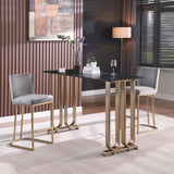Counter Height Stool With Back Velvet Gold Frame Gray - Furniture Home Direct