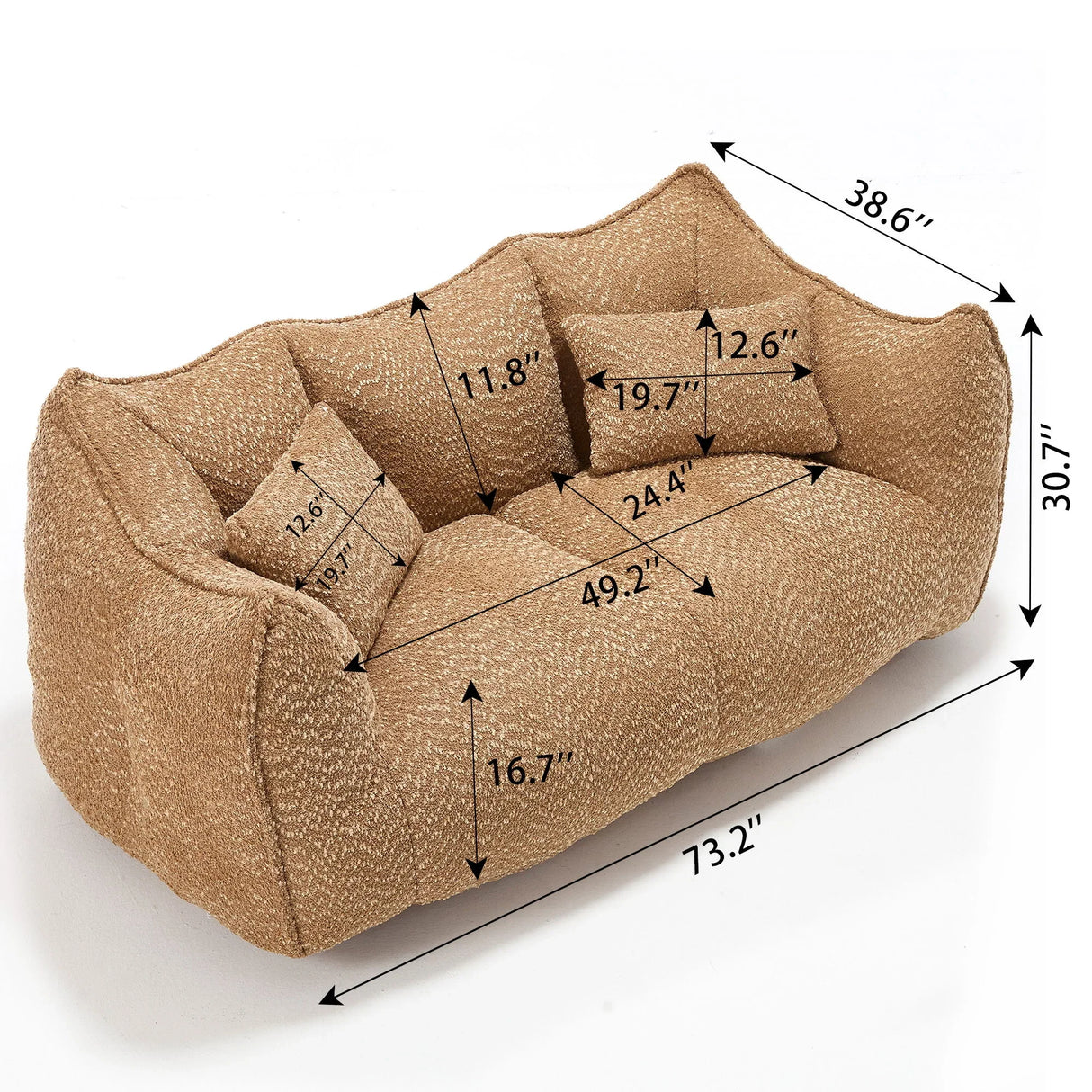 Comfortable Dual Beanbag Chair With High Resilience Foam Core For 2 People - Furniture Home Direct
