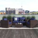 Wicker Seating Group Set With Table And Cushions - Furniture Home Direct