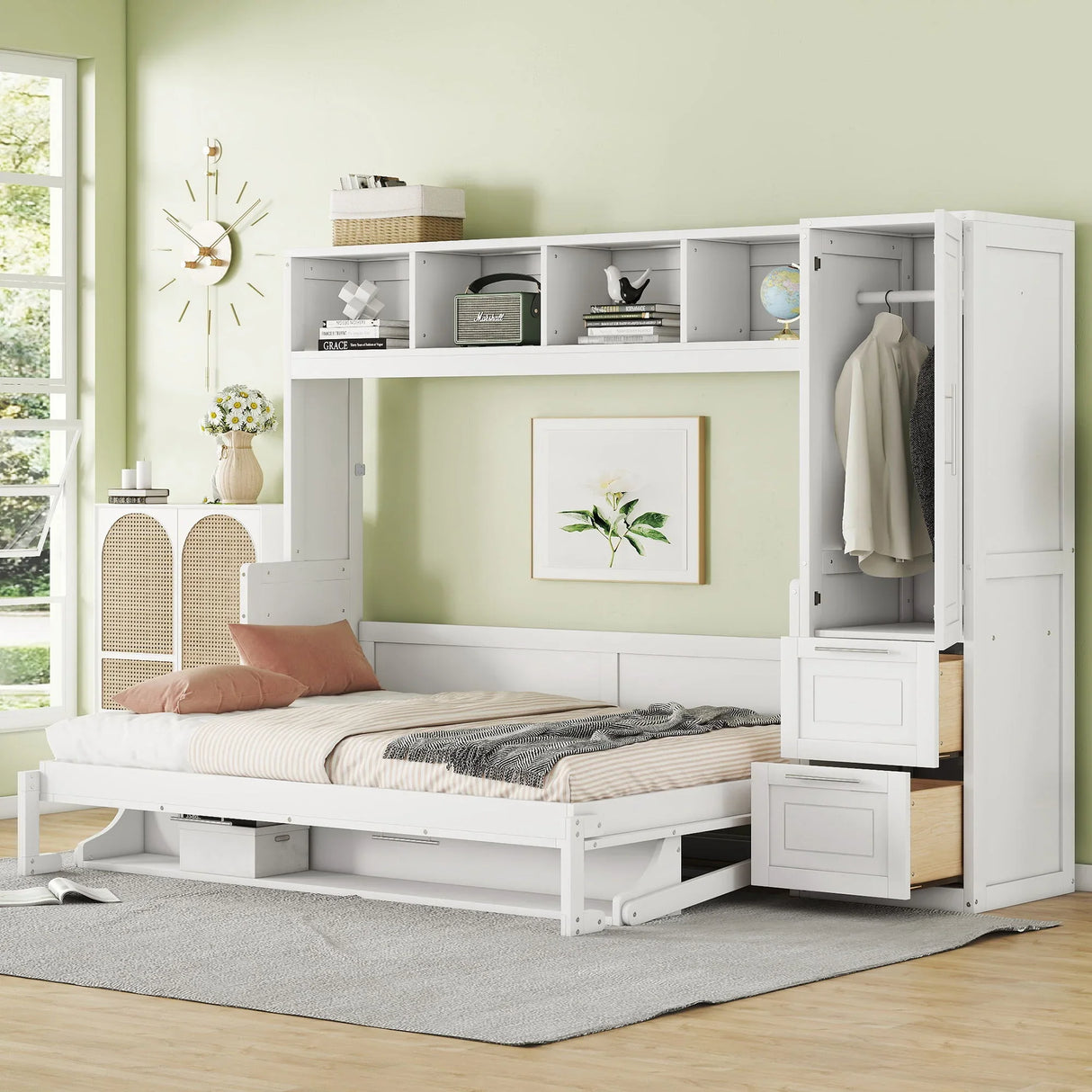 Space Saving Murphy Wall Bed With Closet And Drawers - Furniture Home Direct