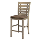 Dining Counter Height Chairs Modern Farmhouse Rustic Look Distressed Design Ladderback Solid Wood (Set of 2) - Grayish Brown - Furniture Home Direct