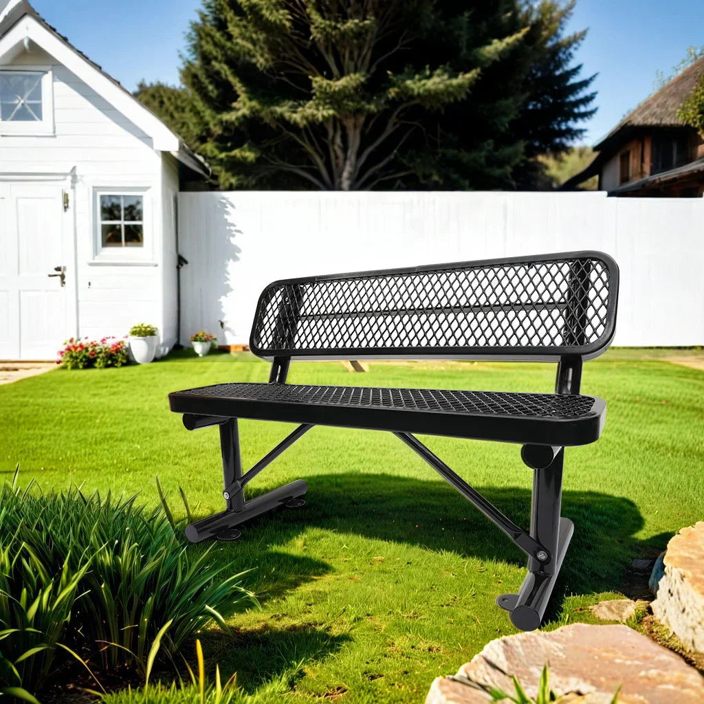 Outdoor Steel Bench With Backrest - Furniture Home Direct
