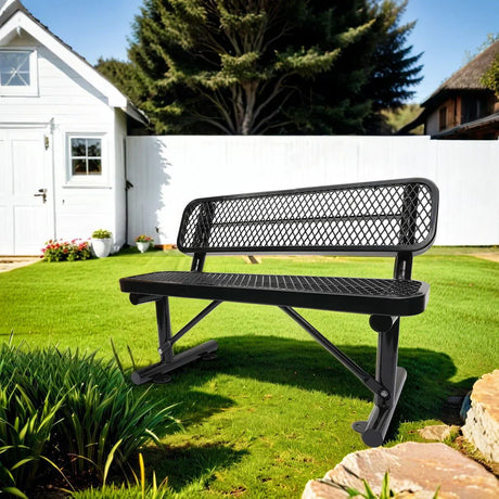Outdoor Steel Bench With Backrest - Furniture Home Direct