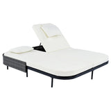 Outdoor Wicker Double Chaise (Black Frame+Beige Cushion) - Furniture Home Direct