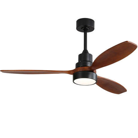 Wooden Ceiling Fan With 3 Solid Wood Blades Remote Control Reversible DC Motor With LED Light - Furniture Home Direct