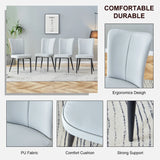 Dining Chairs Modern PU Upholstered Black Metal Legs Gray - Furniture Home Direct