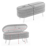 Velvet Fabric Storage Bench With Wood Legs - Furniture Home Direct