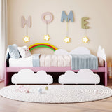 Twin Size Bed With Clouds And Rainbow Decor - Pink / White - Furniture Home Direct