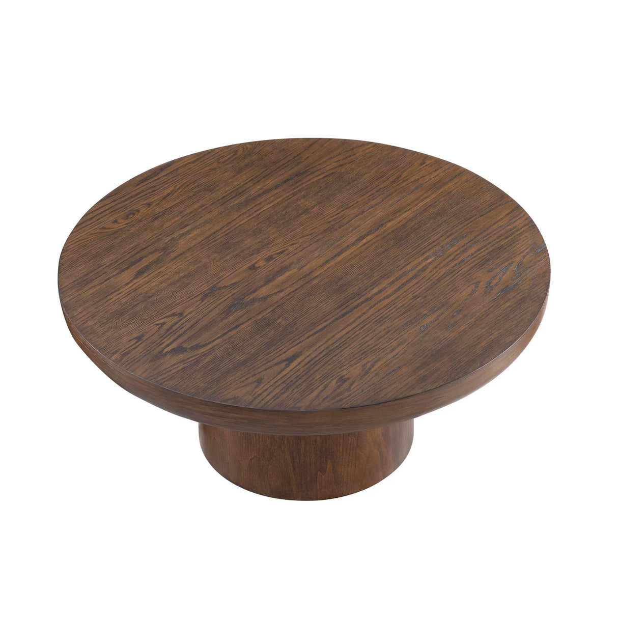 Round Coffee Table With Cylindrical Leg Dark Brown - Furniture Home Direct